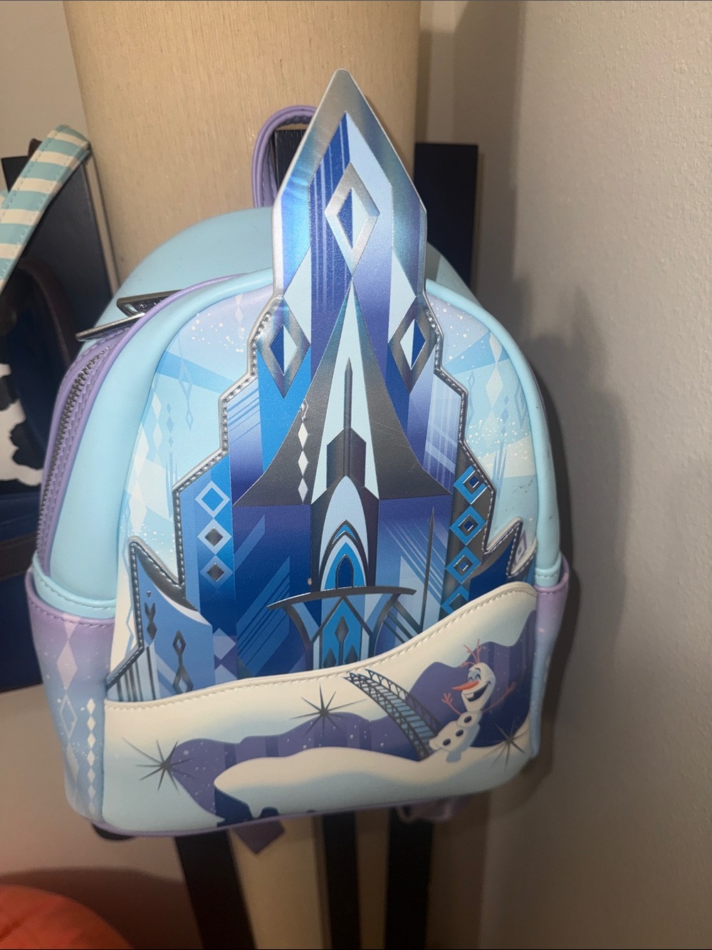 Loungefly Frozen Castle Mini Backpack - Light Blue, Blue, Purple